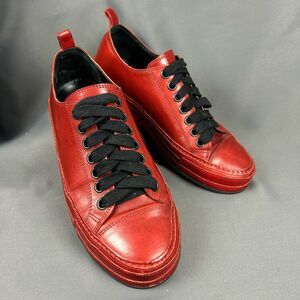 Ann Demeulemeester Red Leather Low Top Sneakers Shoes Size EU 38.5 US 8.5